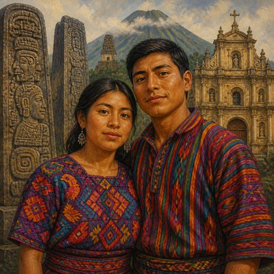 portrait of two people together — Guatemalan Art Style