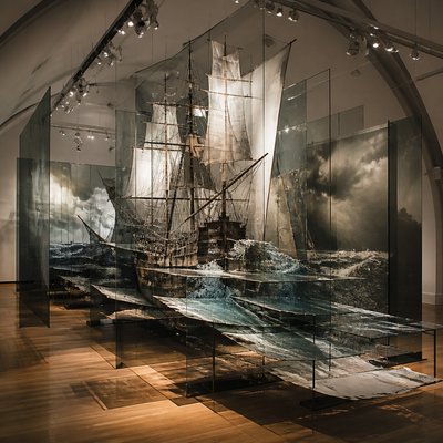 sailing ship on a stormy sea
