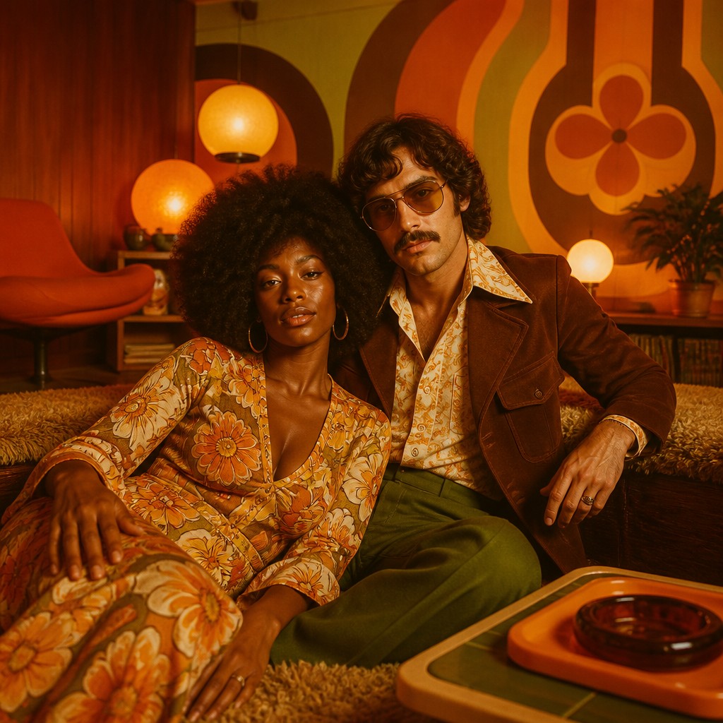 portrait of two people together — Retro 70s Interior Design