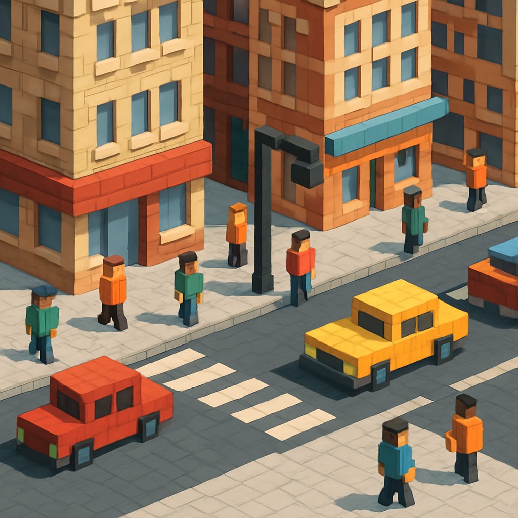 urban street with city activity