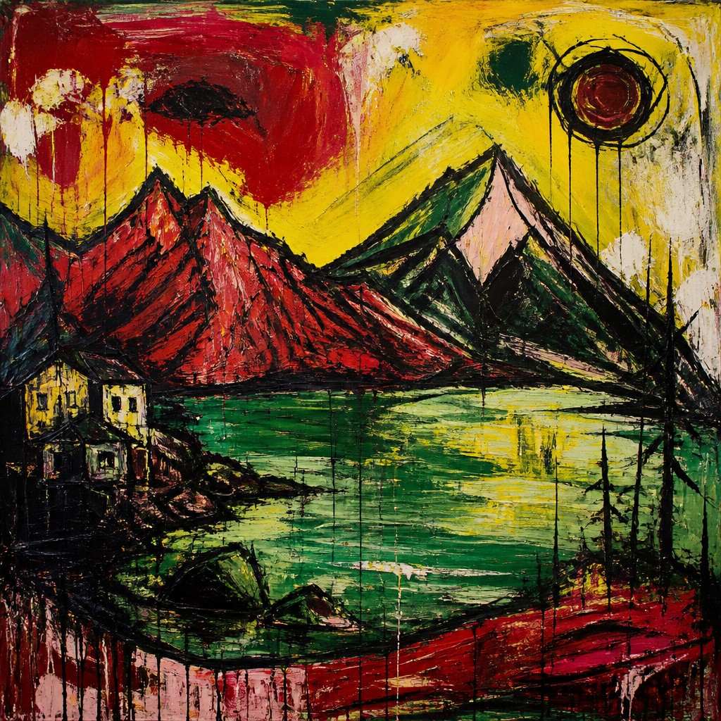 serene landscape with mountains and water