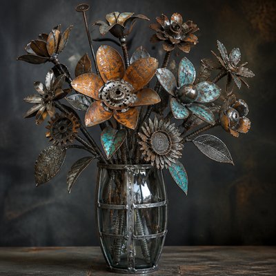 bouquet of flowers in a glass vase