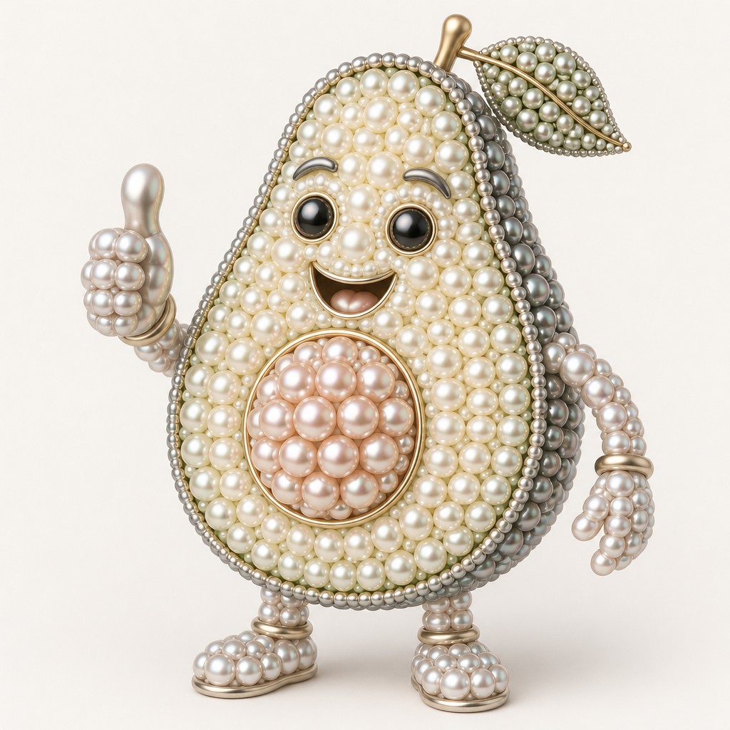 a happy avocado character giving a thumbs up, bold readable design on a plain background, no text
