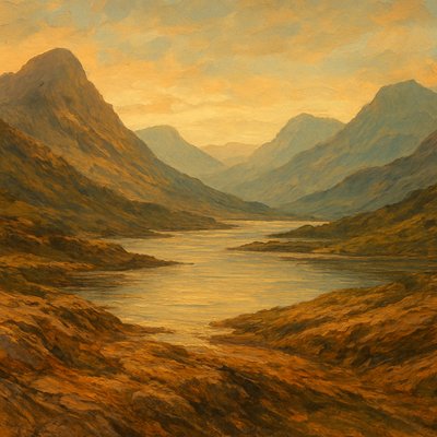 serene landscape with mountains and water