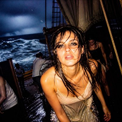 sailing ship on a stormy sea