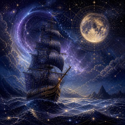sailing ship on a stormy sea