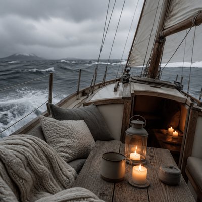 sailing ship on a stormy sea