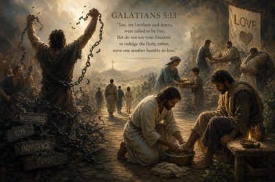 Galatians 5:13
"You, my brothers and sisters, were called to be free. But do not use your freedom to indulge the flesh; rather, serve one another humbly in love." 
