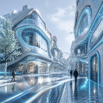 Futuristic Architecture Art Style Transfer Example