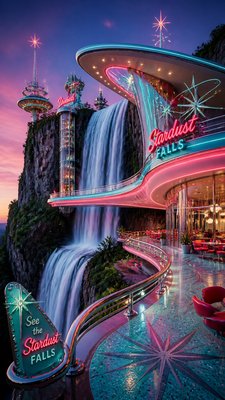 towering waterfall cascading down a cliff