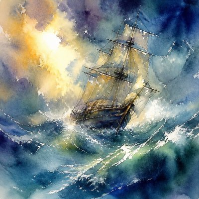 sailing ship on a stormy sea