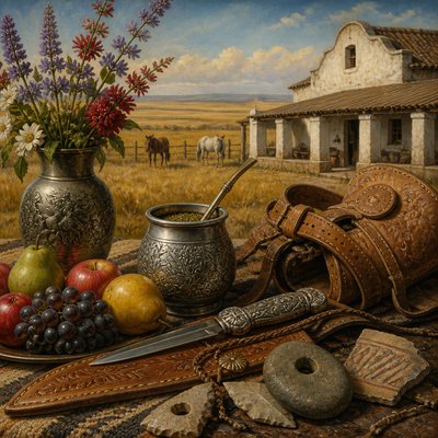 still life arrangement of fruits and flowers