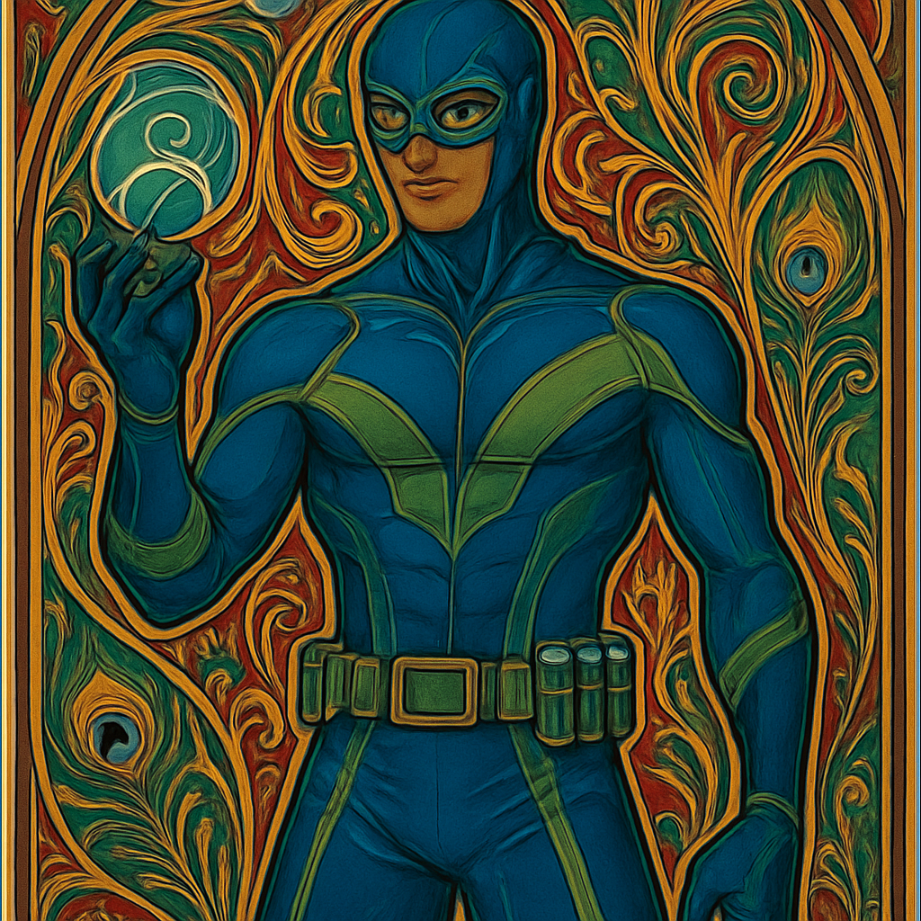 a painting of a man in a blue suit