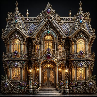 house with front view — Vintage Jewelry Design