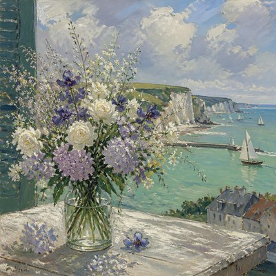 bouquet of flowers in a glass vase