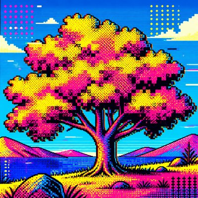 a tree in nature — Digital Pop Art Style