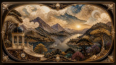 sweeping panoramic landscape with a dramatic sky