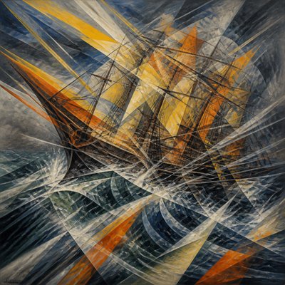 sailing ship on a stormy sea