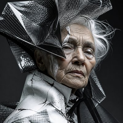 close-up portrait of an elderly person with expressive weathered features