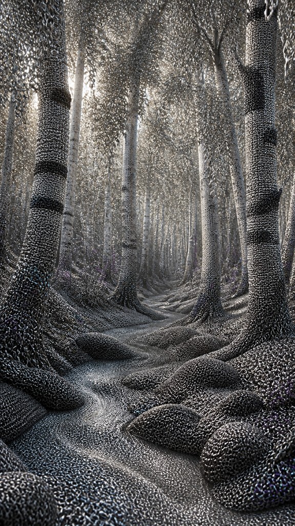a serene birch forest in soft morning light, no people, no text
