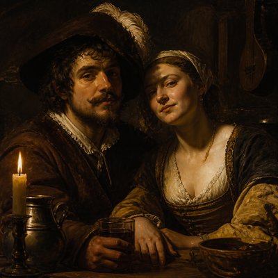 portrait of two people together — Utrecht Art Style