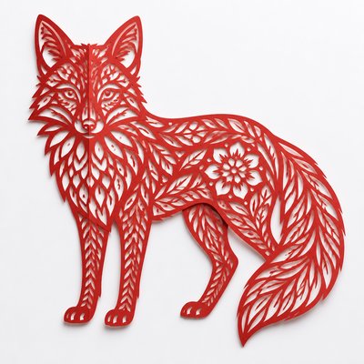 animal standing in natural pose — Papercutting Art Style