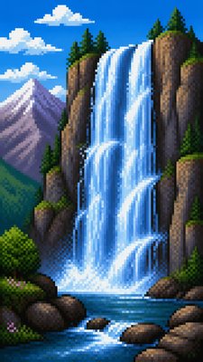towering waterfall cascading down a cliff