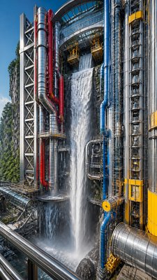 towering waterfall cascading down a cliff