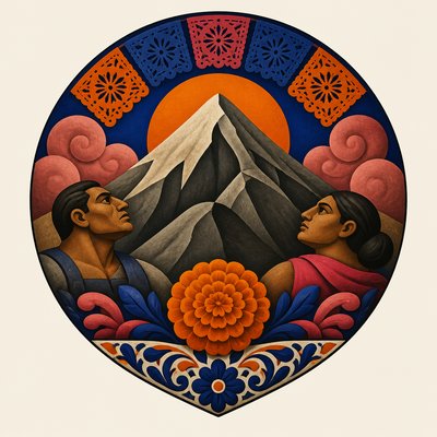 an emblem of a mountain peak inside a circle, simple bold shapes on a plain background, no text or lettering