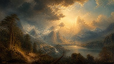 sweeping panoramic landscape with a dramatic sky