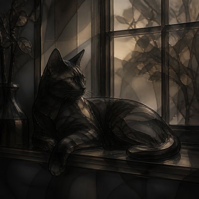 a cat lounging in a sunlit window