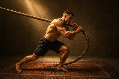 a man with a rope around his neck