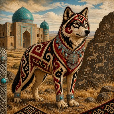 animal standing in natural pose — Kazakh Art Style