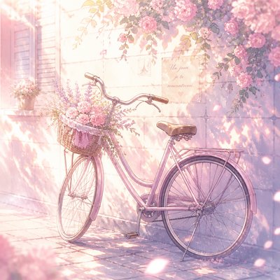 bicyle resting against a wall