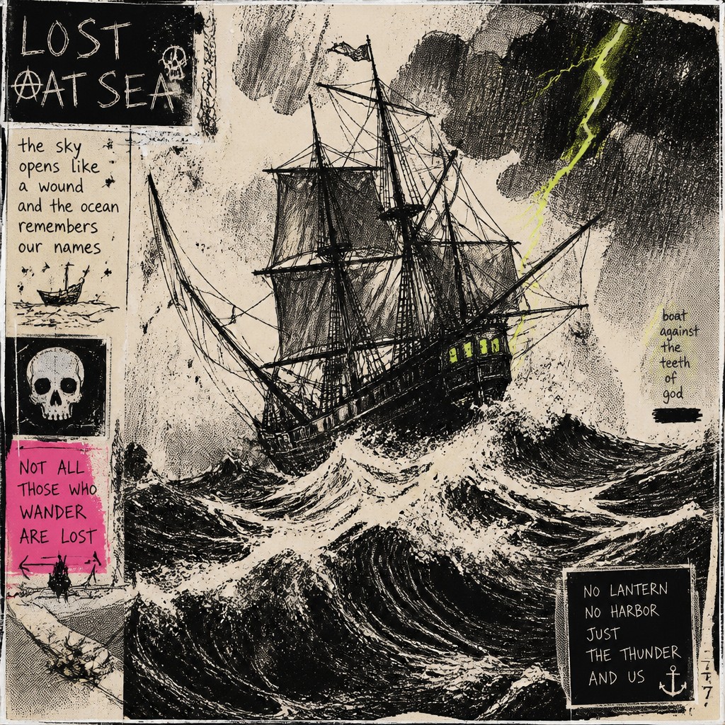 sailing ship on a stormy sea