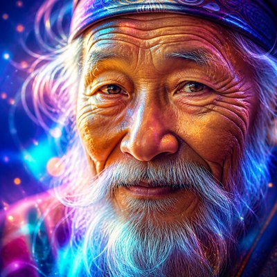 close-up portrait of an elderly person with expressive weathered features