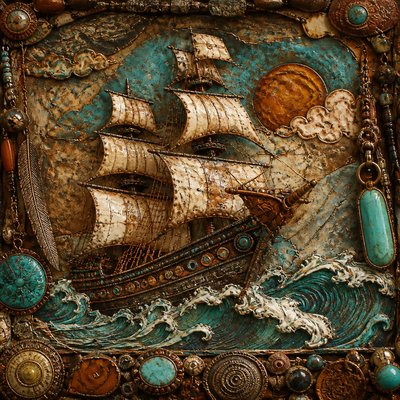 sailing ship on a stormy sea