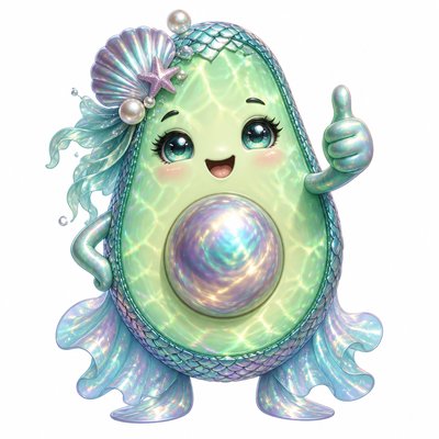 a happy avocado character giving a thumbs up, bold readable design on a plain background, no text