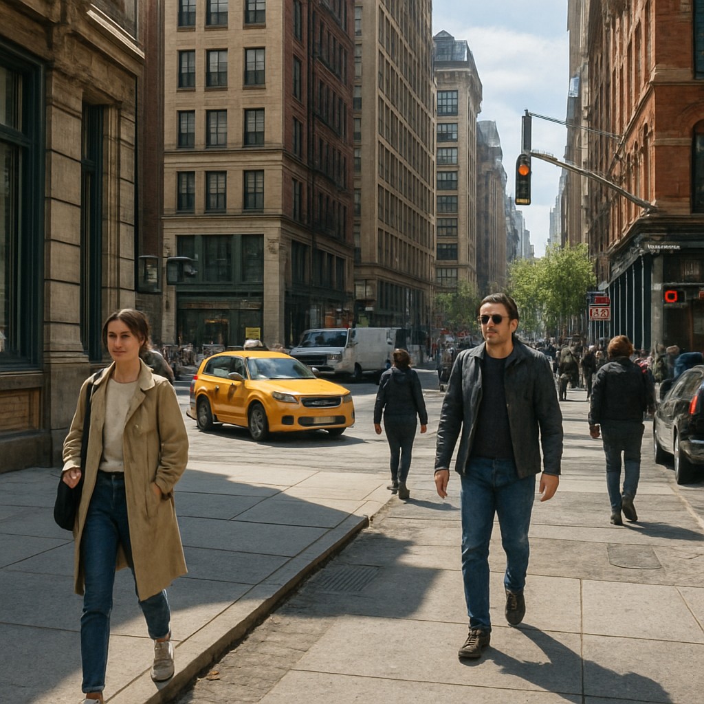 urban street with city activity
