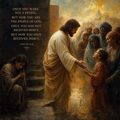 1 Peter 2:10 “Once you were not a people, but now you are the people of God; once you had not received mercy, but now you have received mercy.”