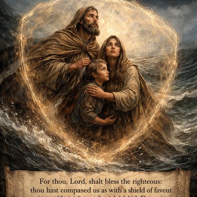 “For thou, Lord, shalt bless the righteous: thou hast compassed us as with a shield of favour.” (Psalms 5:12, Brenton)
