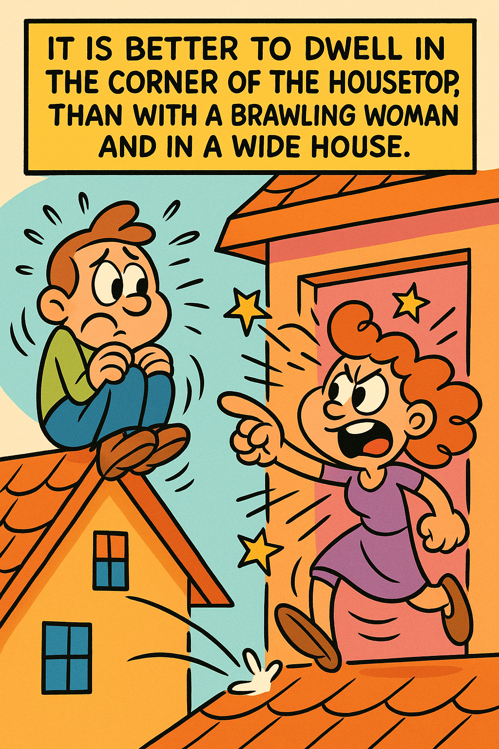 It is better to dwell in the corner of the housetop, than with a brawling woman and in a wide house.