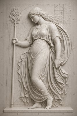 a statue of a woman holding a staff