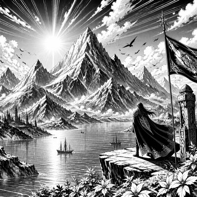 serene landscape with mountains and water