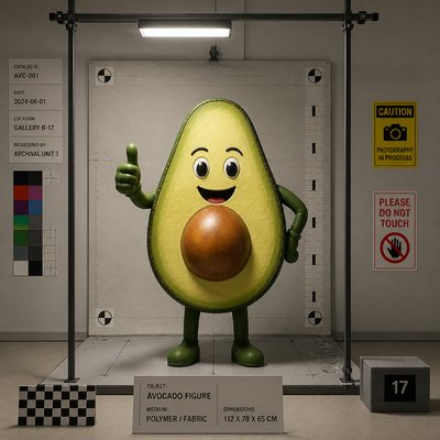 a happy avocado character giving a thumbs up, bold readable design on a plain background, no text