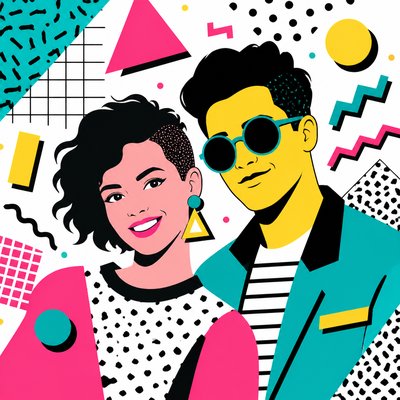 portrait of two people together — Memphis Design