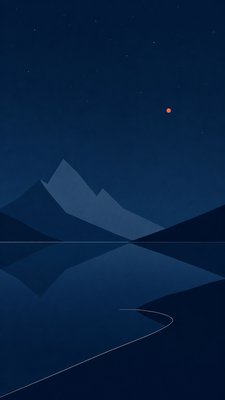a tranquil mountain lake beneath a starry night sky, no people, no text