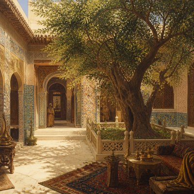 a tree in nature — Orientalist Painting Style