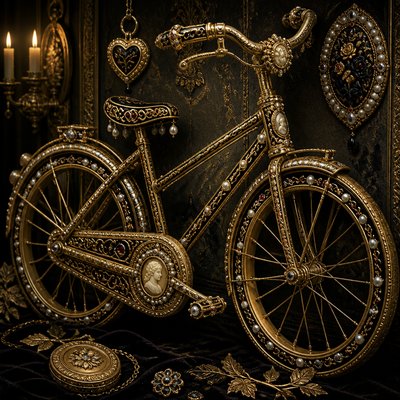 bicyle resting against a wall — Victorian Jewelry Design
