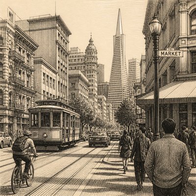 urban street with city activity